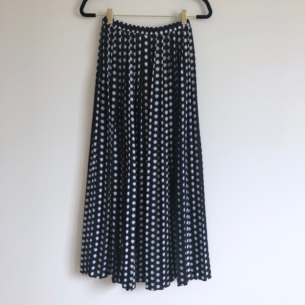 Michael Kors Navy Polka Dot Pleated Maxi Skirt XS